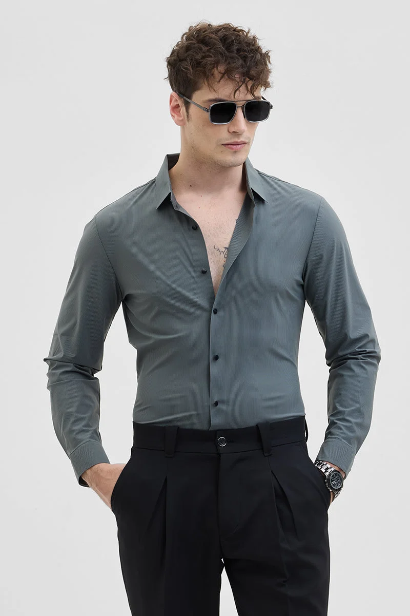 SNITCH Grey Stripes Technical Stitchless Shirt